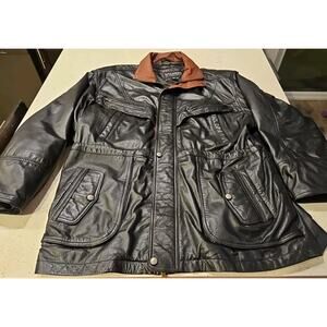 VTG Wilsons Men’s Leather Jacket Sz L Full Zip Snaps Drawstrings No Lining EX+